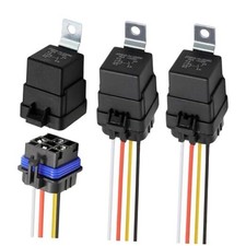 3Pcs 4Pin 12V 40/30 Amp Waterproof Relay Switch Harness Set, SPDT Automotive