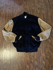 Vintage 90s DeLong Wool Blend Letterman Varsity Jacket Mens Size Large USA Made