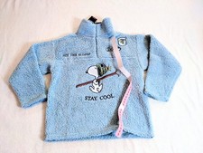 New Snoopy Women's Sherpa Fleece Jacket Peanuts Retro Full Zip Small Light Blue