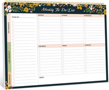 Weekly to Do List Notepad, Undated Weekly Planner Pad, 8.5" X 11" Large Desk P