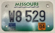 VINTGE MISSOURI MOTORCYCLE LICENSE PLATE  W8 529