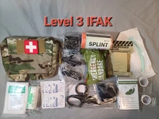 COMPLETE LEVEL THREE IFAK KIT IN MULTICAM POUCH. TRAUMA SUPPLIES, FIRST AID. NEW