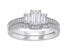 1Ct White Round Cut Three Stone Engagement Wedding Ring In 925 Sterling Silver