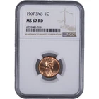 1967 1c Lincoln Memorial Cent - SMS ~ NGC MS 67 RD