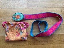 neu DIE SPIEGELBURG Flower Power Gürtel Hippie Goa pink türkis bunt mit Beutel