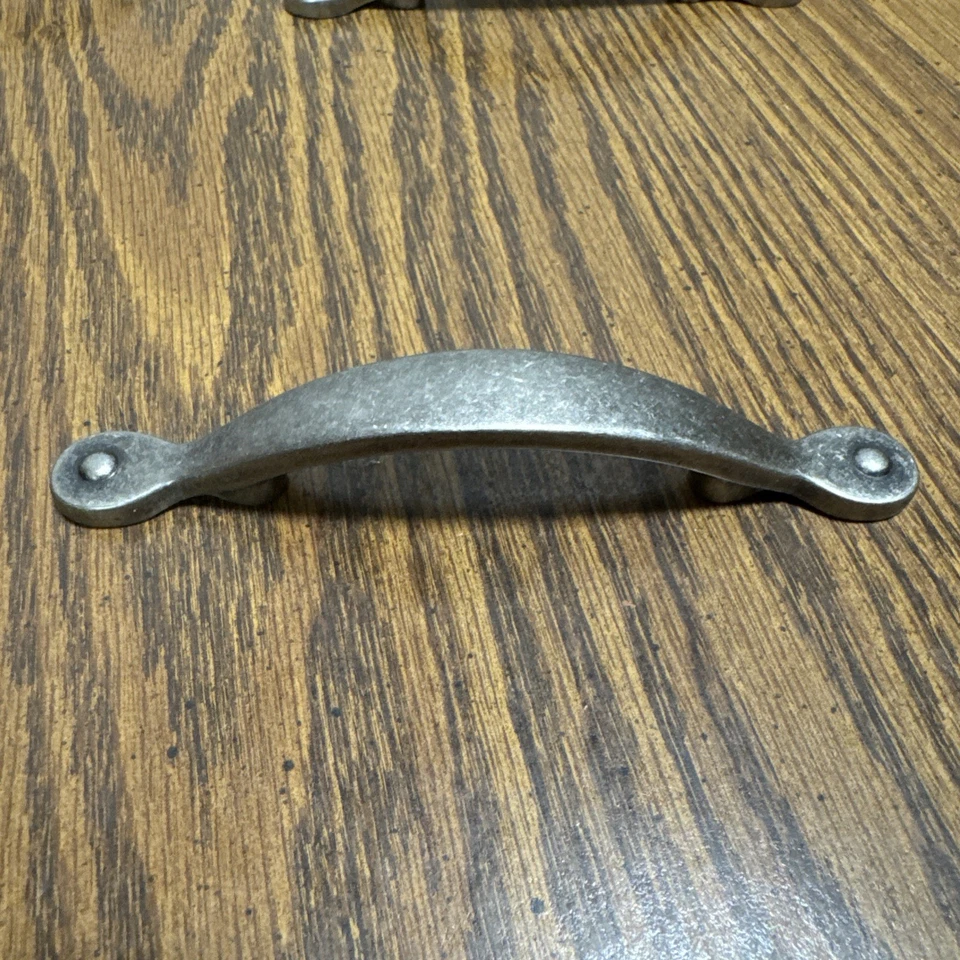 Set Of 8 Nickel Metal Drawer Pulls 3” Center /5.5” Long - Image 2 of 4