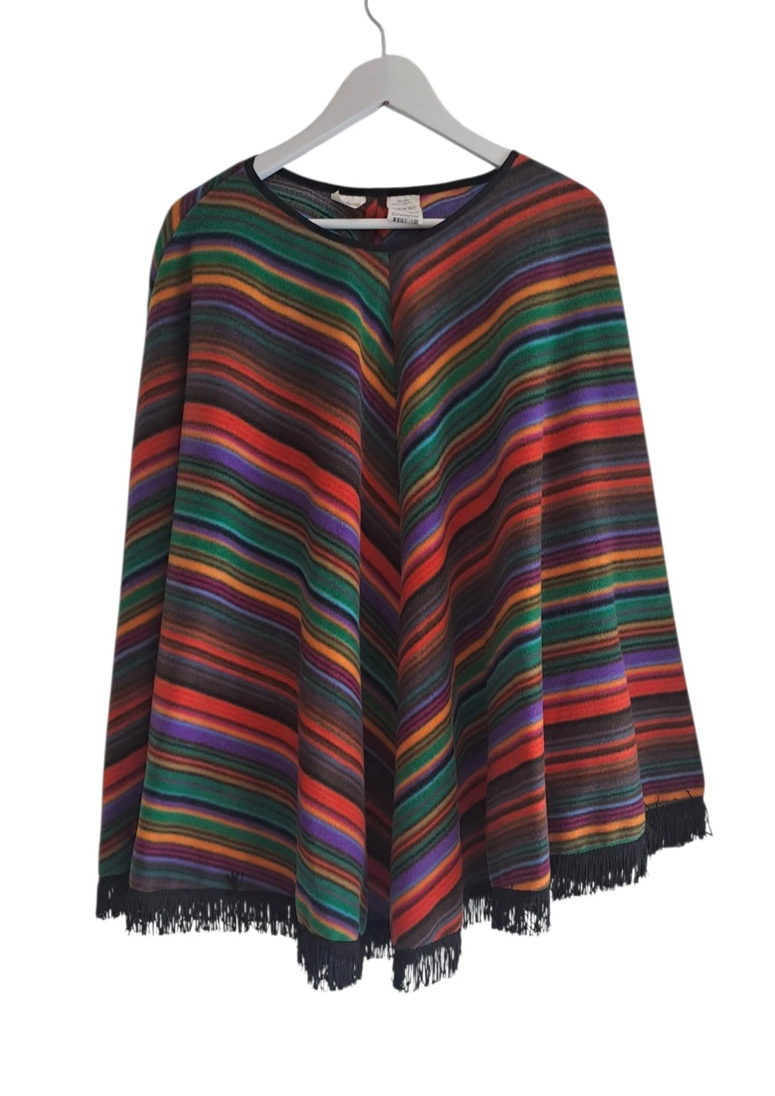 Oberstoff Vintage Poncho Womens Tasseled Cape Fairy Wimsical Colourful One size