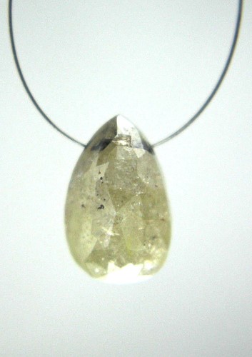 Diamante Briolette perforado en forma de gota de almendras gris natural de 1,93 quilates 9,61x6,35x4,10 mm - Imagen 2 de 8