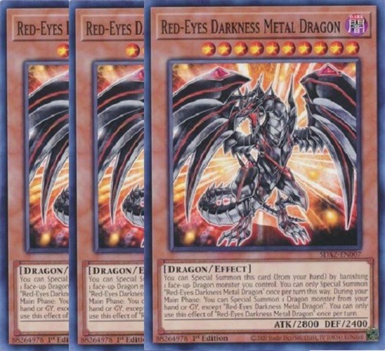 Yugioh - Red-Eyes Darkness Metal Dragon x 3 - 1st Edition NM