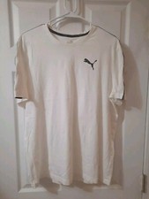 Puma Men's White Tilt Tape Short Sleeve Crew Neck T-shirt Size Large