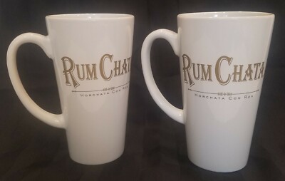 (2) Rum Chata Ceramic 16 ounce Mugs Cups Horchata Con Ron