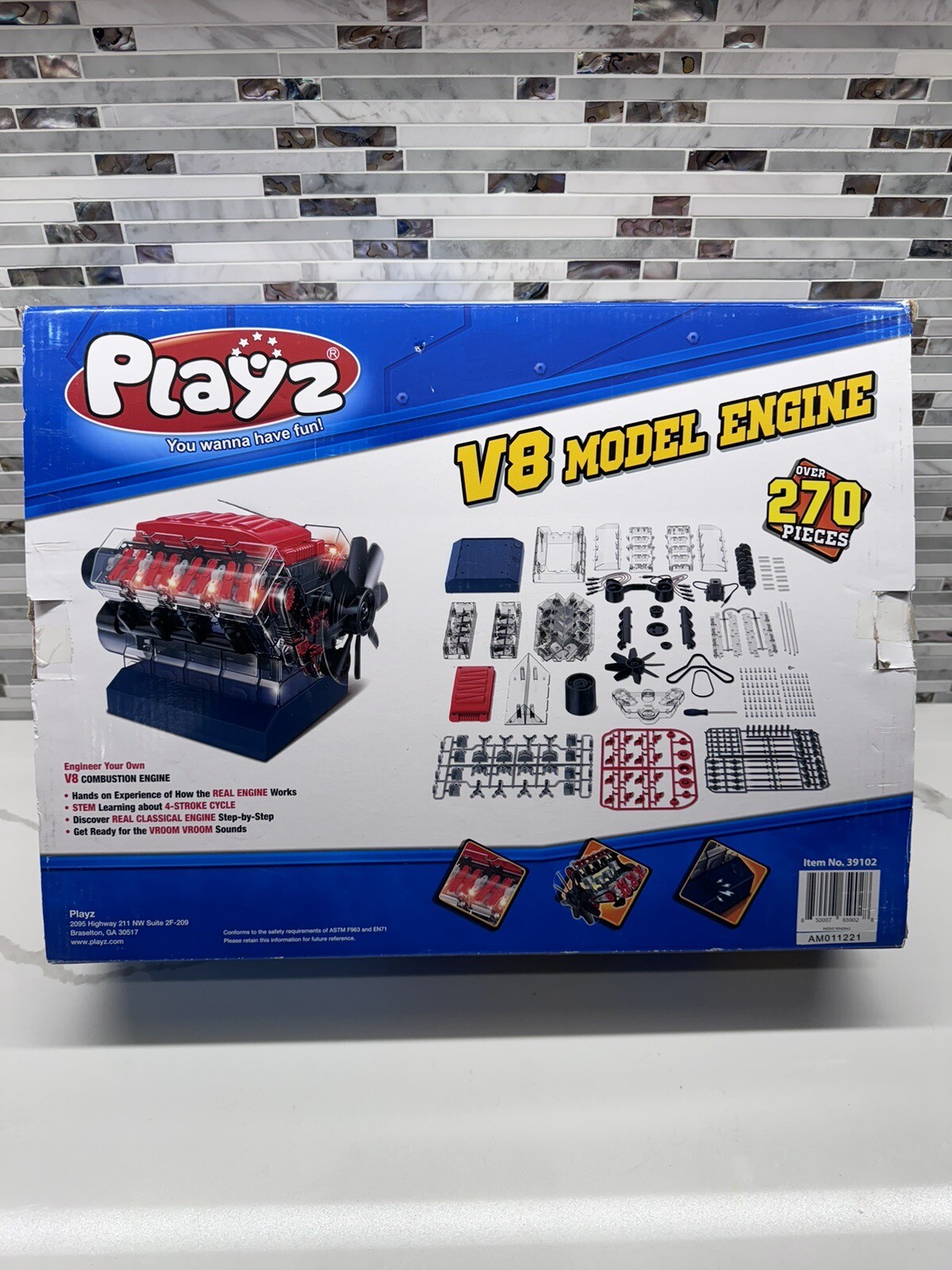 Playz V8 Combustion Engine Model Building Toy Kit NEW OPEN BOX