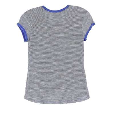 Justice Top Sz 12 Girls Blue Trim Blue White Stripe Blue Pocket