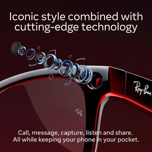 Ray-Ban Meta - Wayfarer（标准型）智能眼镜 - 亮黑色，透明 - 图片 5 / 8