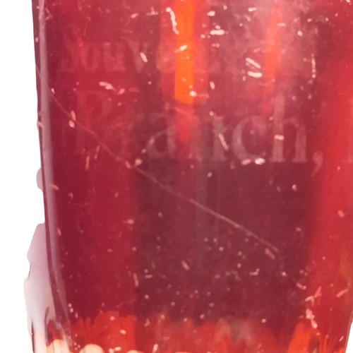 Souvenir Schnapsglas Nordzweig Michigan Vintage rot Glas geschnitten Glasboden - Bild 7 von 7