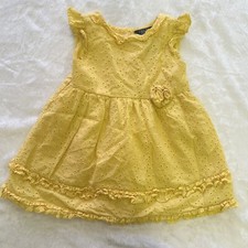 Chaps Yellow Eyelet Sleeveless Rose Dress Sz 2T EUC