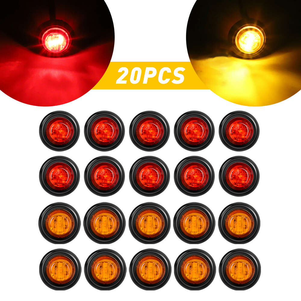 20X LED Side Marker Clearance Light Lamp for Trailer Pickup Ship Red Amber Combo