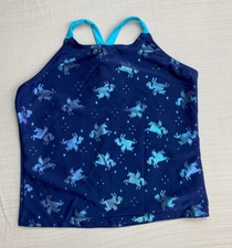Wonder Nation Girls Tankini Swim Top Size XL Blue Unicorn Print Kids Youth
