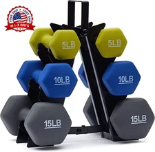Juego De Mancuernas De Neopreno Con Estante 60 Libras Para Ejercicios En Casa US
