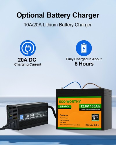 12V 100AH Lithium Battery Rechargeable LiFePO4 4000+ Deep Cycle Solar Panel RV - Picture 9 of 10