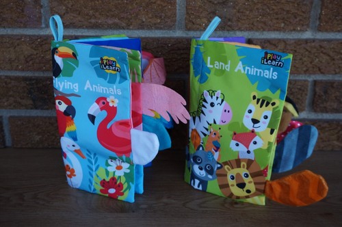 BABY Plush BOOK Jungle Flying & Land Animal Tails Soft Cloth Fabric iPlay iLearn