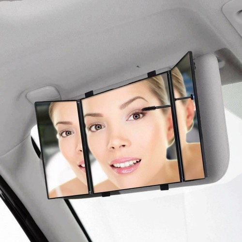 Zone Tech Car Folding Visor Vanity Mirror Makeup Travel Cosmetic Tri