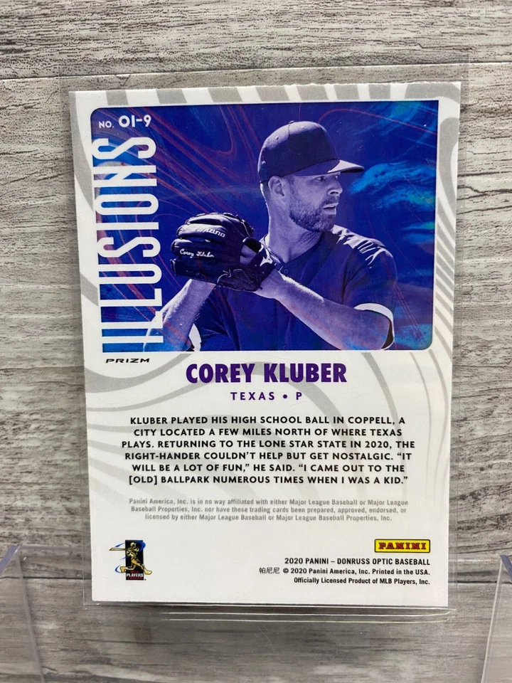 COREY KLUBER 2020 DONRUSS OPTIC ILLUSIONS SILVER PRIZM RANGERS - Image 2 of 2