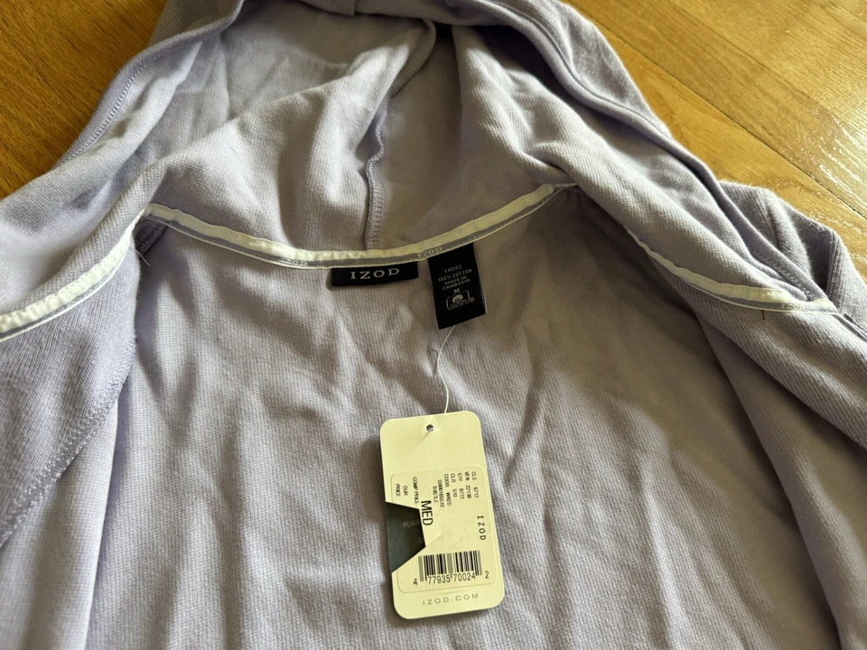 Sudadera con capucha IZOD para mujer con cremallera manga larga púrpura claro talla mediana Foto 2 de 4