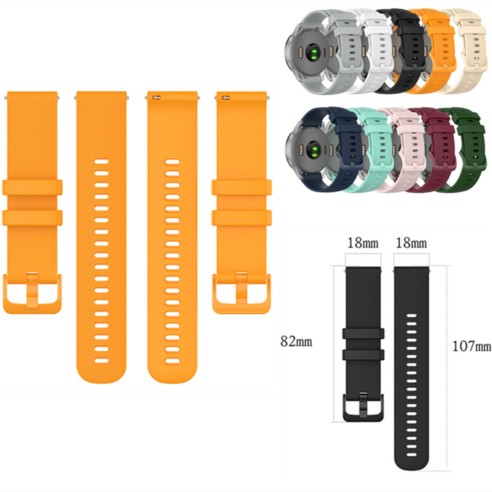 18mm Wristwatch Band Strap Belts for Garmin Venu 2S/vivomove 3S/vivoactive 4S