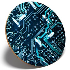1 x Electric Motherboar?d Gamer - Round Coaster Kitchen Student Kids Gift #16402