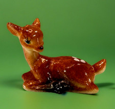 1950s Kitsch Christmas Tiny Plastic Deer Fawn Blue Eyed Bambi Miniature 1.5"