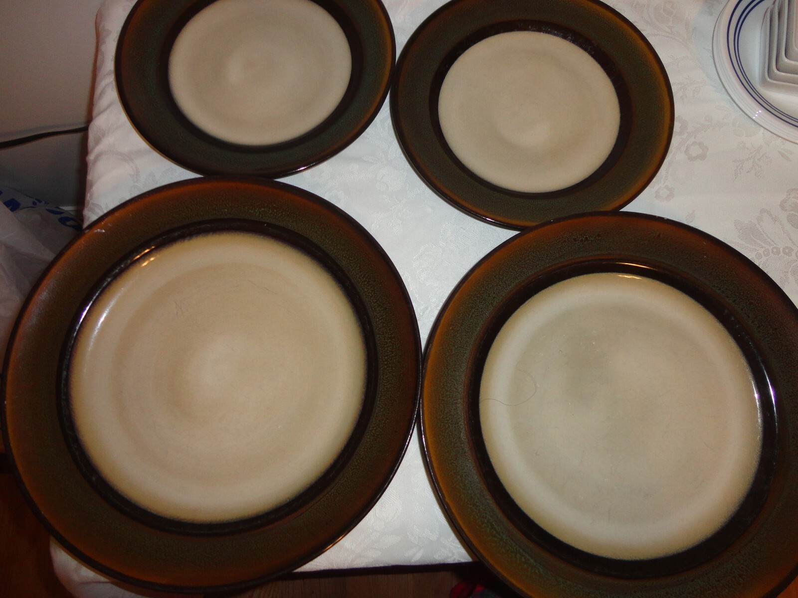 HOME TRENDS RAVE STRIPE STONEWARE 2 DINNER PLATE 11 1/8