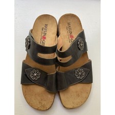 Haflinger Women's TS Metal Pansy Decor Dress Sandals Graphite SZ 39