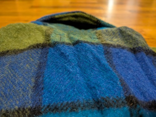 Vintage Campus Poncho Pullover - SMALL - Checkered Plaid Talon Zipper - Flaw! - Picture 21 of 24