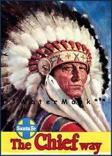 Santa Fe Railroad 1951 The Chief Way Vintage Poster Print Train Travel Tourism