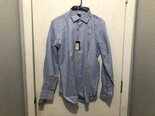 NWT Wall  Water Men's Blue Button Front Long Sleeve Dress Shirt 15 3/4 40