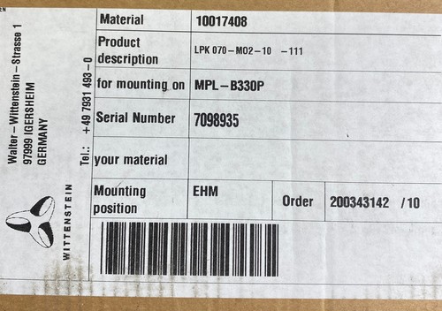 Wittenstein LPK070-M02-10-111 Right Angle Gear Box, Ratio 10:1 - Picture 2 of 3