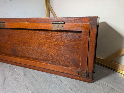 Antique Rustic Primitive Farmhouse Tool Box Chest Trunk with Door/Lid J54 - Picture 5 of 18