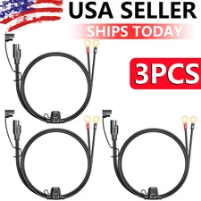 3X Battery Terminal Ring Sae Connector Harness Charger Cable Extension Cord 2FT