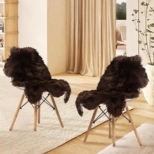 Faux Sheepskin Fur Area Rug Brown, 2X3 Feet, 2 Pack, Fluffy Soft Fuzzy Plush Sha