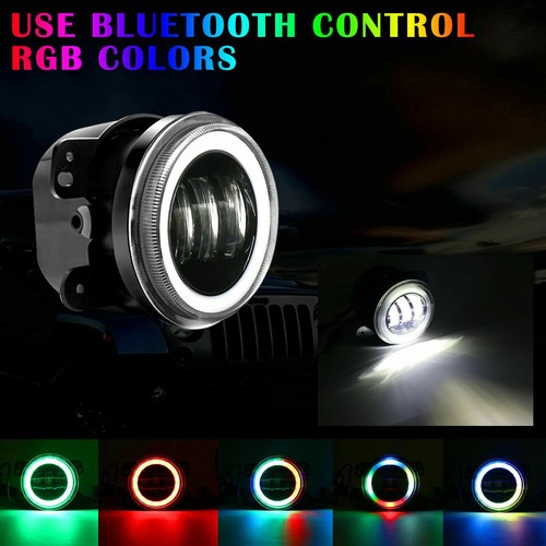 Combo de faros antiniebla LED RGB de 7 pulgadas con halo de 4" para Jeep Wrangler JK TJ 07-18 - Imagen 7 de 12