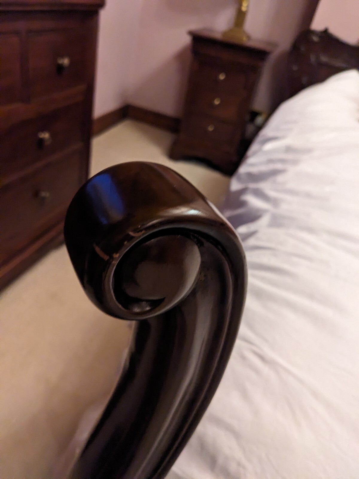 Ornate hand carved mahogany, French/Baroque style SuperKing bed frame