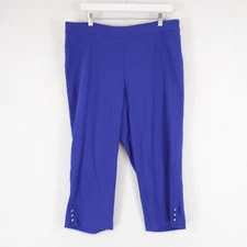Counterparts Royal Blue Size 16 Capri Pants 36/21 High Rise Rhinestone Rayon Ble