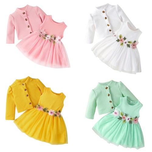 The Juliette - Baby Girl Long Sleeve Dress Floral Lovely Bear Corduroy Strap Style Dress