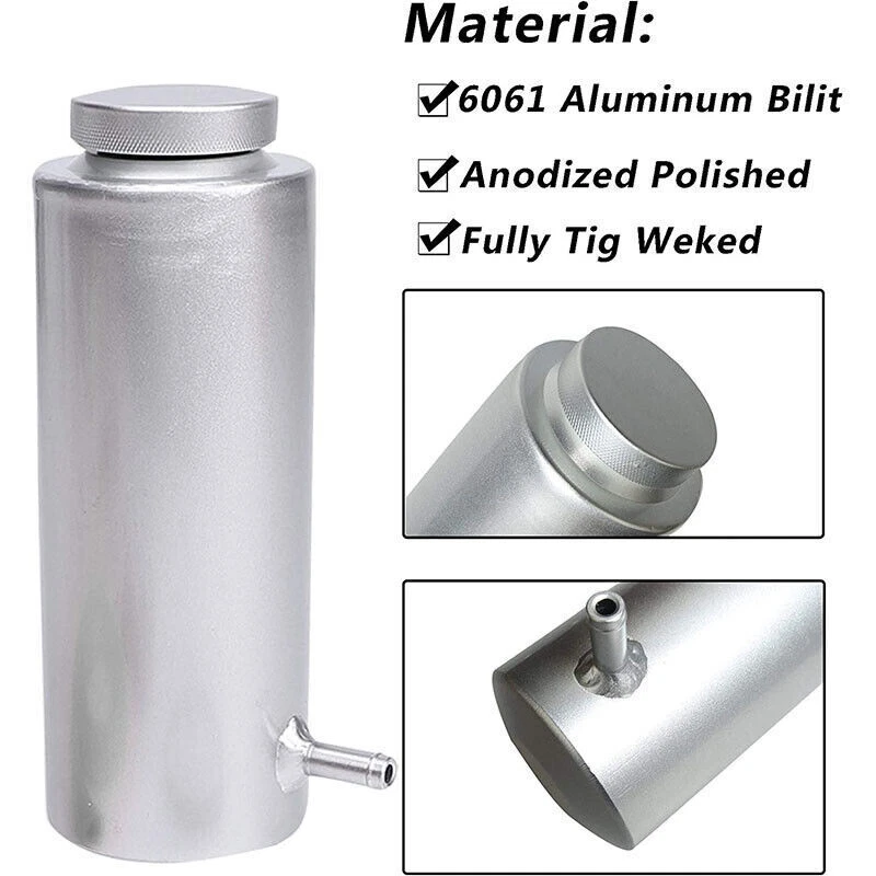 Coolant Overflow Tank Radiator Bottle Universal 800ml Aluminum with Hose Line US Foto 3 de 4