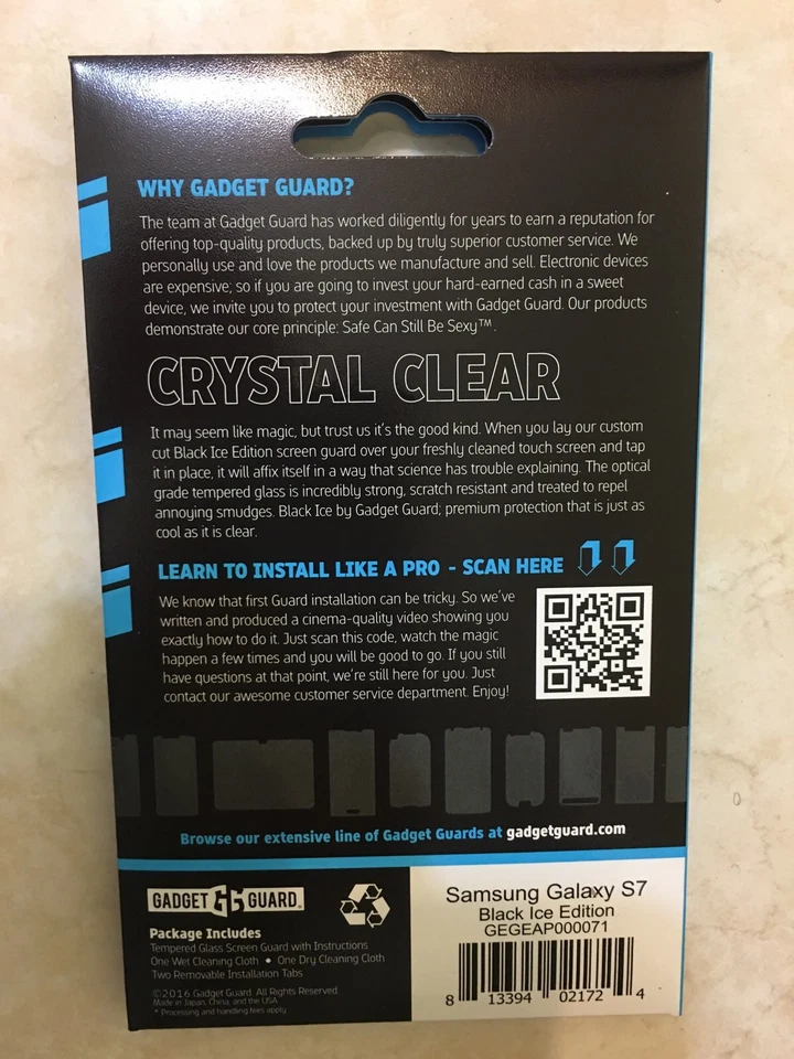NEW GADGET GUARD Black Ice Tempered GLASS Screen Protector for SAMSUNG GALAXY S7 - Image 2 of 3