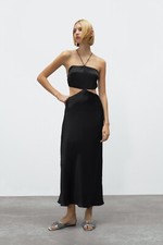 Zara 100% REAL SILK Cut Out / Backless Dress PREMIUM