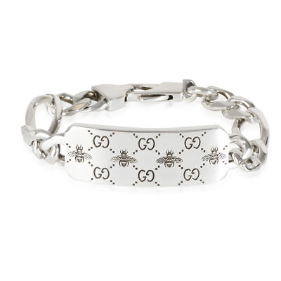 Gucci GG & Bee Engraved Bracelet in Sterling Silver | eBay Gucci GG & Bee Engraved Bracelet in Sterling Silver | eBay