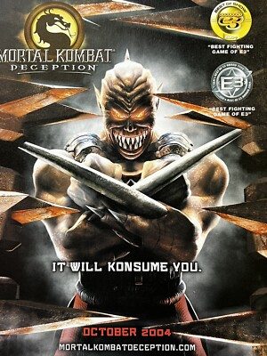 VTG 2004 Mortal Kombat: Deception PS2 Xbox Original Print Ad Art 18x28cm NEX