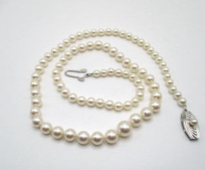 Mikimoto Sterling Silver Graduated Pearl Strand Necklace 19" [N102]